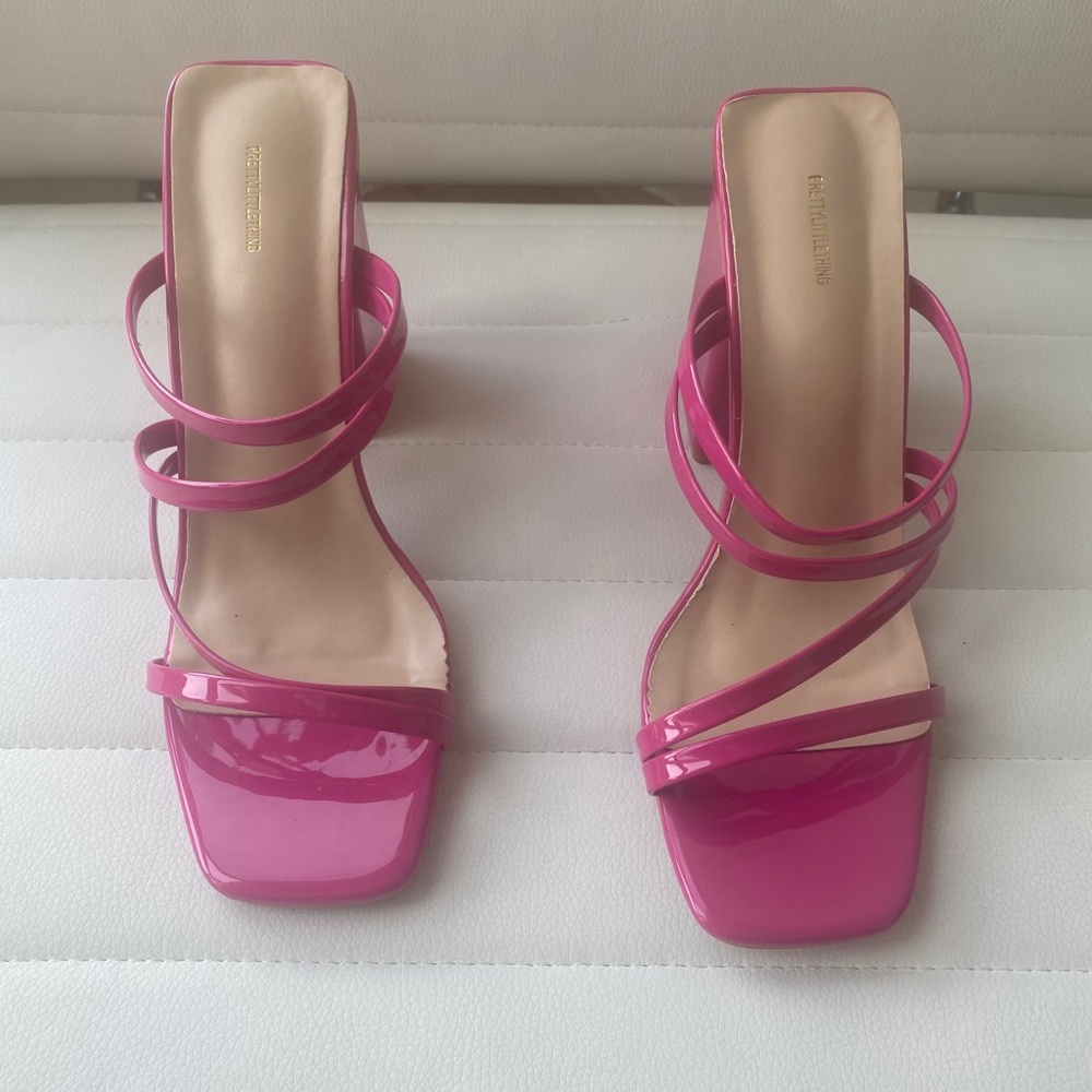 Pink trendy chunky heels